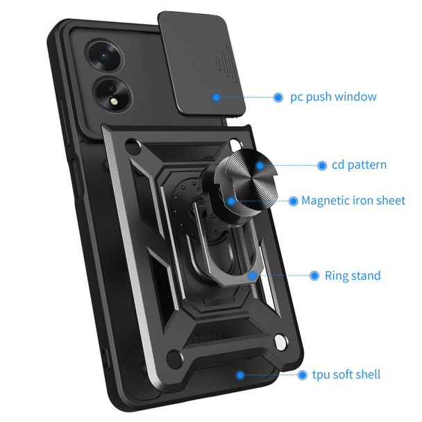 For OPPO A38 4G Global Sliding Camera Cover Design TPU Hybrid PC Phone Case(Gold)
