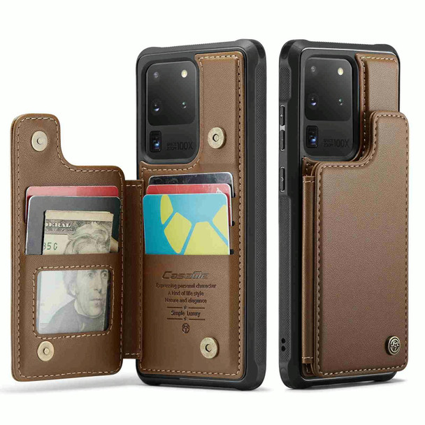 For Samsung Galaxy S20 Ultra CaseMe C22 Card Slots Holder RFID Anti-theft Phone Case(Brown)