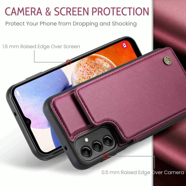 For Samsung Galaxy A14 CaseMe C22 Card Slots Holder RFID Anti-theft Phone Case(Wine Red)