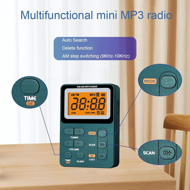 SH-01M Mini Portable Multifunctional Digital Display Two-Channel Radio, Size: US Version(Silver Gray)