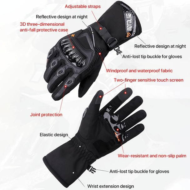 1-Pair MOTOLSG Motorcycle Riding Waterproof Winter Warm Gloves, Size:M(Black Red)