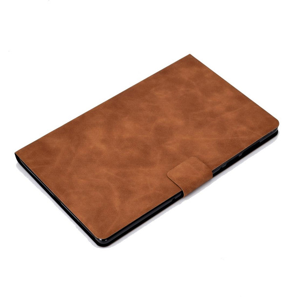 For Lenovo M10 Plus TB-X606F Cowhide Texture Horizontal Flip Leatherette Case with Holder & Card Slots & Sleep / Wake-up Function(Brown)