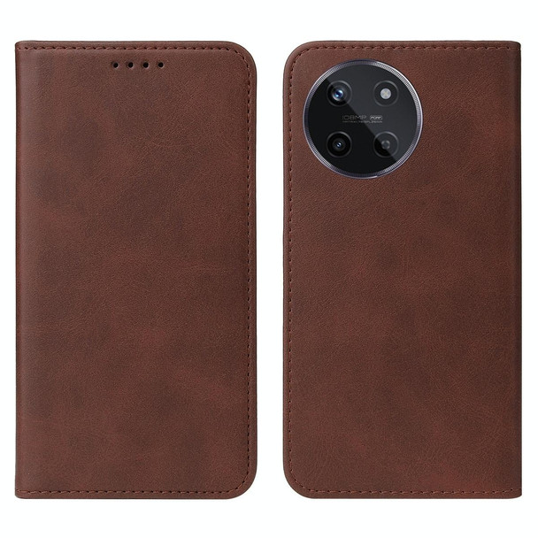 For Realme 11 4G Global Magnetic Closure Leatherette Phone Case(Brown)