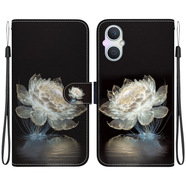 For OPPO A96 5G / Reno7 Z 5G Crystal Texture Colored Drawing Leatherette Phone Case(Crystal Peony)