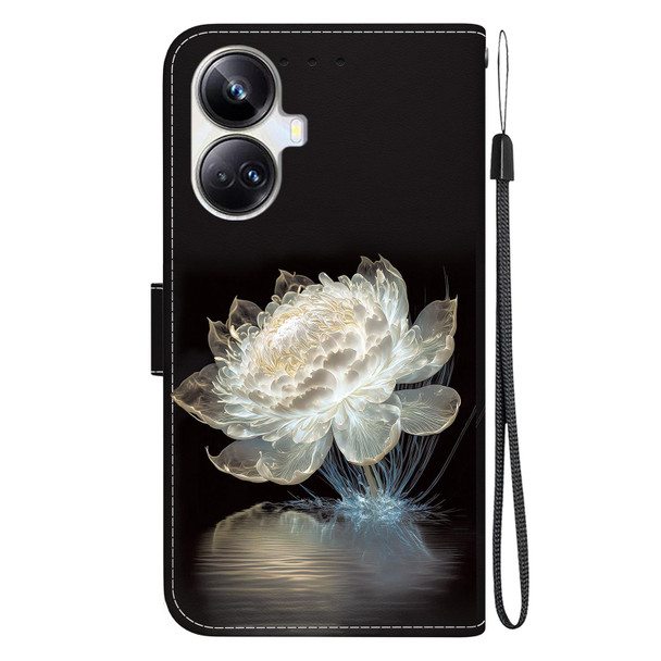 For Realme 10 Pro+ Crystal Texture Colored Drawing Leatherette Phone Case(Crystal Peony)