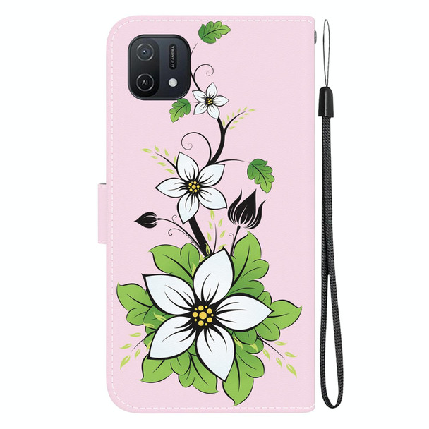 For OPPO A16K Crystal Texture Colored Drawing Leatherette Phone Case(Lily)