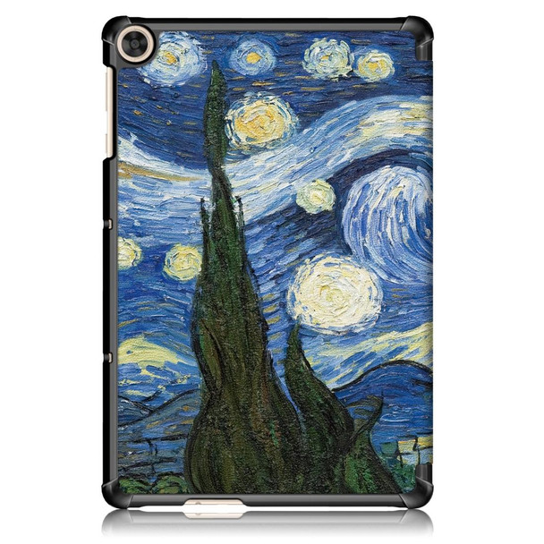 For Huawei Enjoy Tablet 2 10.1 inch / Honor Pad 6 10.1 inch Colored Drawing Pattern Horizontal Flip Leatherette Case with Three-folding Holder & Sleep / Wake-up Function(Starry Sky)