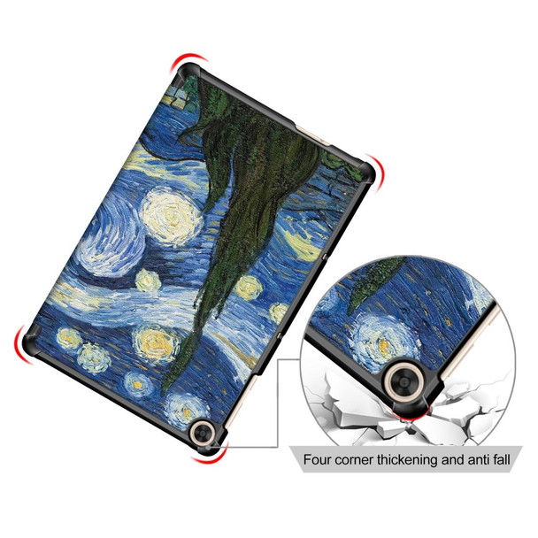 For Huawei Enjoy Tablet 2 10.1 inch / Honor Pad 6 10.1 inch Colored Drawing Pattern Horizontal Flip Leatherette Case with Three-folding Holder & Sleep / Wake-up Function(Starry Sky)