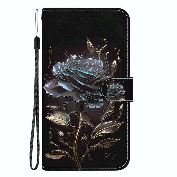 For Sony Xperia 5 V Crystal Texture Colored Drawing Leatherette Phone Case(Black Rose)