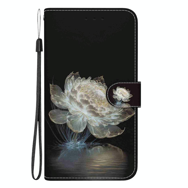 For Sony Xperia 1 IV Crystal Texture Colored Drawing Leatherette Phone Case(Crystal Peony)