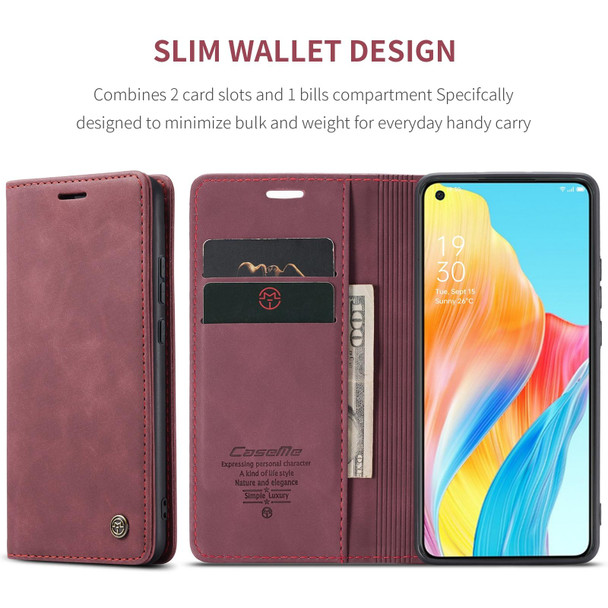 For OPPO A78 4G CaseMe 013 Multifunctional Horizontal Flip Leatherette Phone Case(Wine Red)