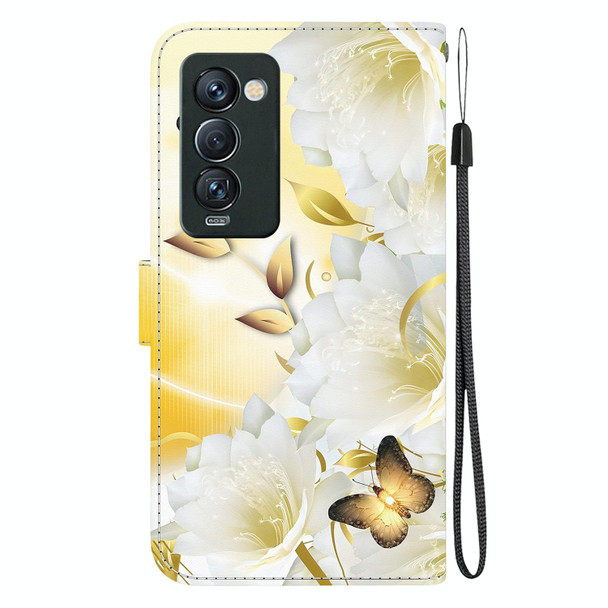 For Tecno Camon 18 Premier Crystal Texture Colored Drawing Leatherette Phone Case(Gold Butterfly Epiphyllum)