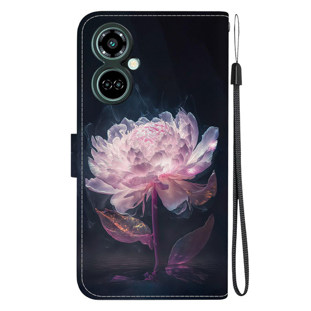 For Tecno Camon 19 Pro 5G Crystal Texture Colored Drawing Leatherette Phone Case(Purple Peony)