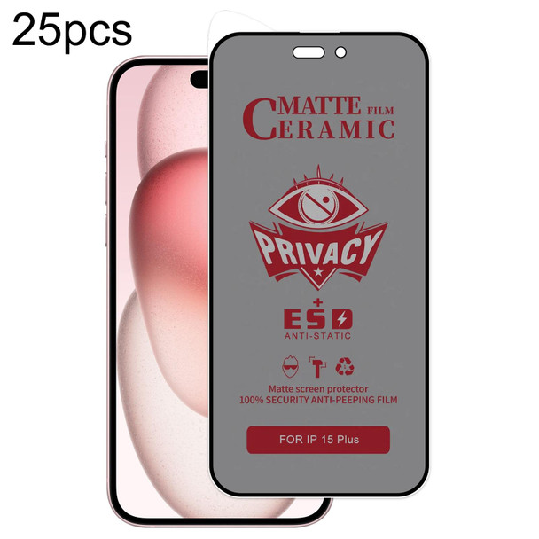 For iPhone 15 Plus 25pcs Full Coverage Privacy Ceramic Film