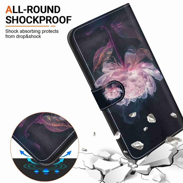 For Tecno Spark Go 2023 / Pop 7 Pro Crystal Texture Colored Drawing Leatherette Phone Case(Purple Peony)