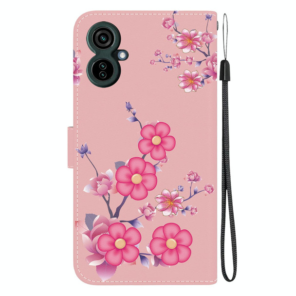 For Tecno Camon 19 Neo Crystal Texture Colored Drawing Leatherette Phone Case(Cherry Blossoms)