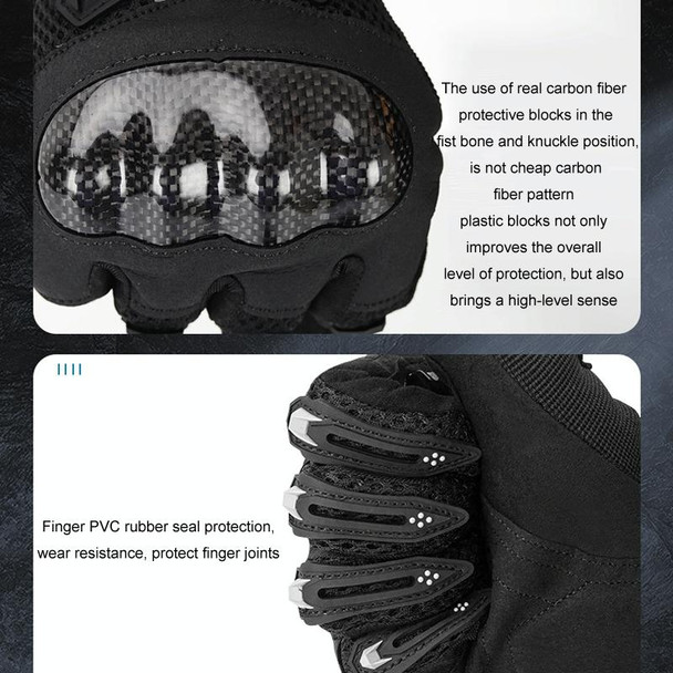 SOMAN Motorcycle Riding Anti-fall Breathable Anti-slip Carbon Fiber Gloves, Size: XL(Black)