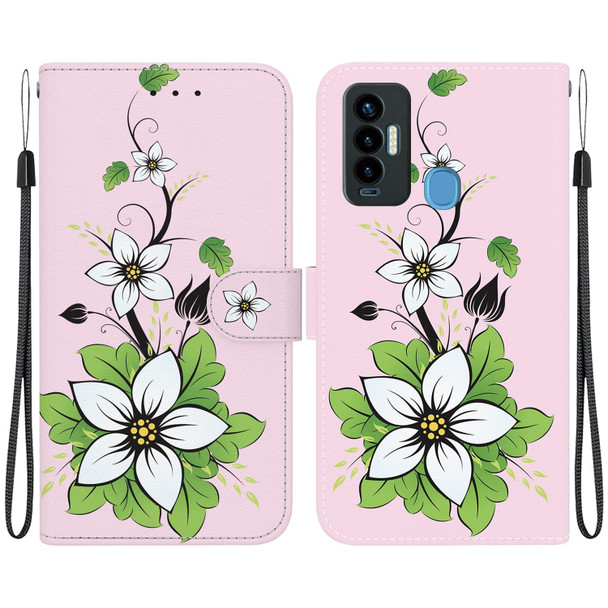 For Tecno Camon 18i Crystal Texture Colored Drawing Leatherette Phone Case(Lily)