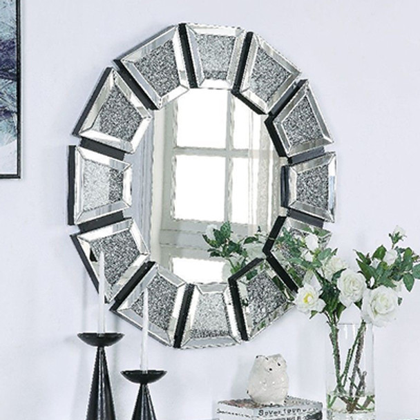 Home Vive - Round Crystal Wall Mirror