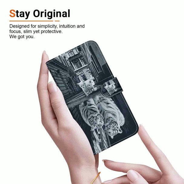 For Tecno Camon 18 / 18P Crystal Texture Colored Drawing Leatherette Phone Case(Cat Tiger Reflection)