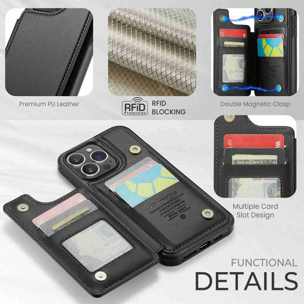 For iPhone 13 Pro Max CaseMe C22 Card Slots Holder RFID Anti-theft Phone Case(Black)