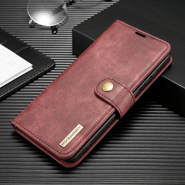 For Galaxy S20+ DG.MING Crazy Horse Texture Flip Detachable Magnetic Leatherette Case with Holder & Card Slots & Wallet(Red)