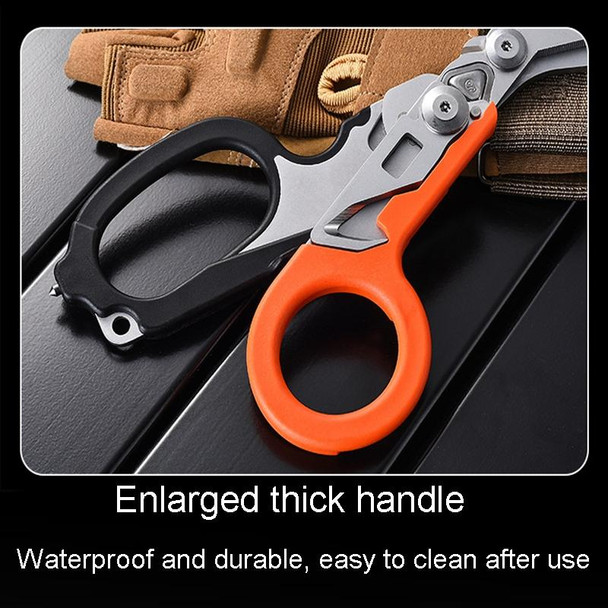 Multifunctional Outdoor First Aid Equipment Foldable Gadget Scissors(Orange)