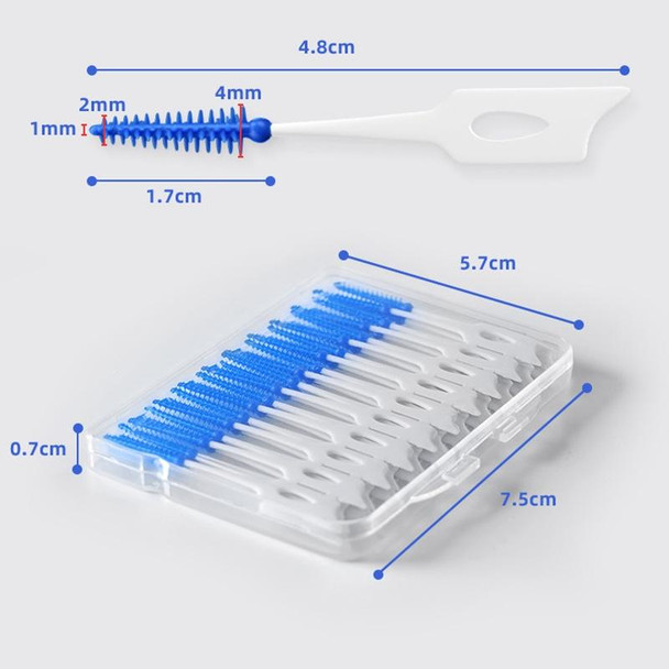 40pcs /Box Silicone Interdental Brushing Oral Cleaning Gap Brush(Blue)