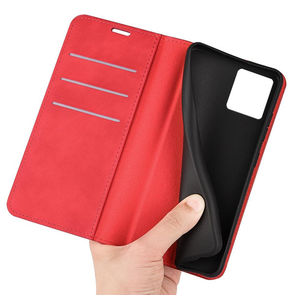 For Motorola Moto G84 Retro-skin Magnetic Suction Leatherette Phone Case(Red)