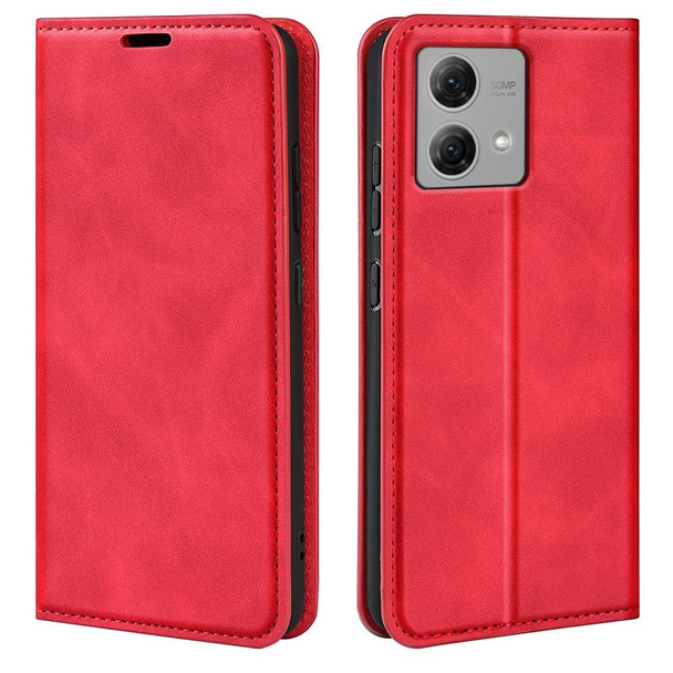 For Motorola Moto G84 Retro-skin Magnetic Suction Leatherette Phone Case(Red)