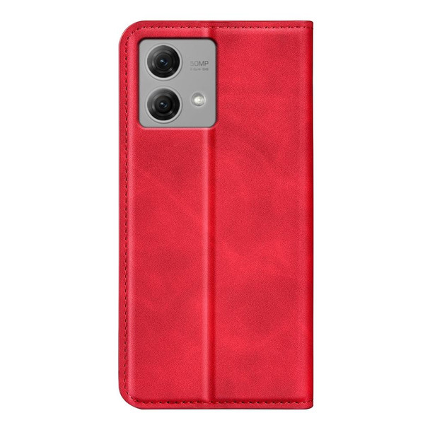 For Motorola Moto G84 Retro-skin Magnetic Suction Leatherette Phone Case(Red)