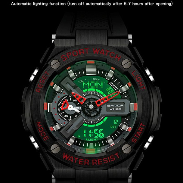 SANDA 3170 Men Luminous Waterproof Sports Watch(Black Red)