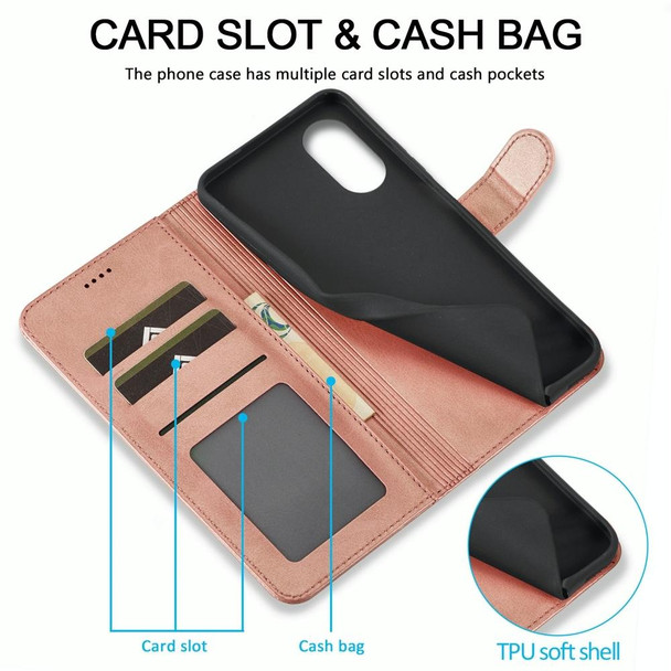 For OPPO Reno8 T 4G LC.IMEEKE Calf Texture Horizontal Flip Leatherette Case(Rose Gold)