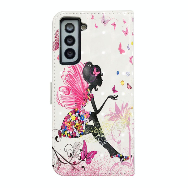For Samsung Galaxy S21 FE 5G Oil Embossed 3D Drawing Leatherette Phone Case(Flower Fairy)