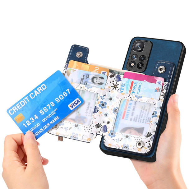 For Redmi 9 Retro Painted Zipper Wallet Back Phone Case(Blue)