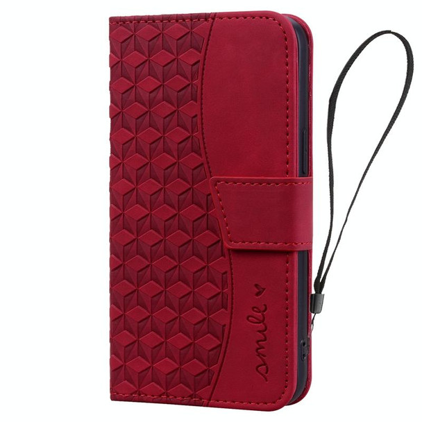 For Google Pixel 6 Business Diamond Buckle Leatherette Phone Case with Lanyard(Wine Red)