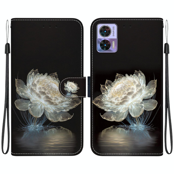 For Motorola Edge 30 Neo / 30 Lite Crystal Texture Colored Drawing Leatherette Phone Case(Crystal Peony)