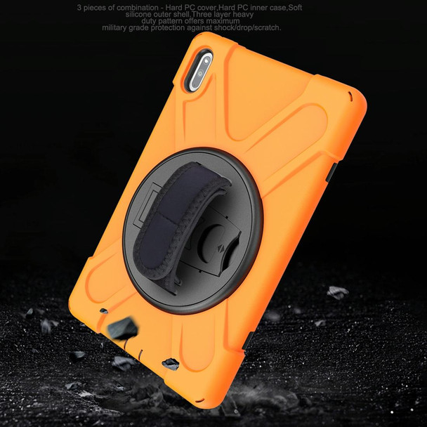 For Huawei MatePad Pro 10.8 Shockproof Colorful Silicone + PC Protective Case with Holder & Shoulder Strap & Hand Strap & Pen Slot(Orange)