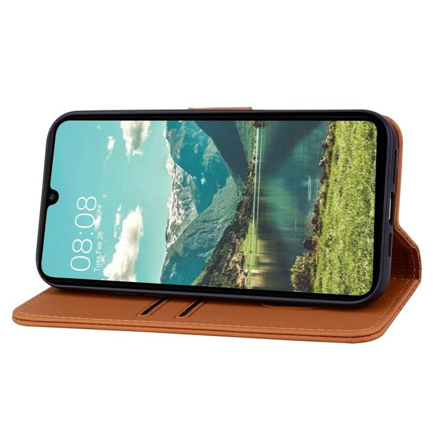 For Google Pixel 7 Pro 5G Business Diamond Buckle Leatherette Phone Case with Lanyard(Brown)