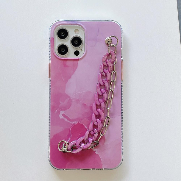 Azure Stone Pattern + Bracelet TPU Phone Protective Case - iPhone 12 / 12 Pro(Pink)