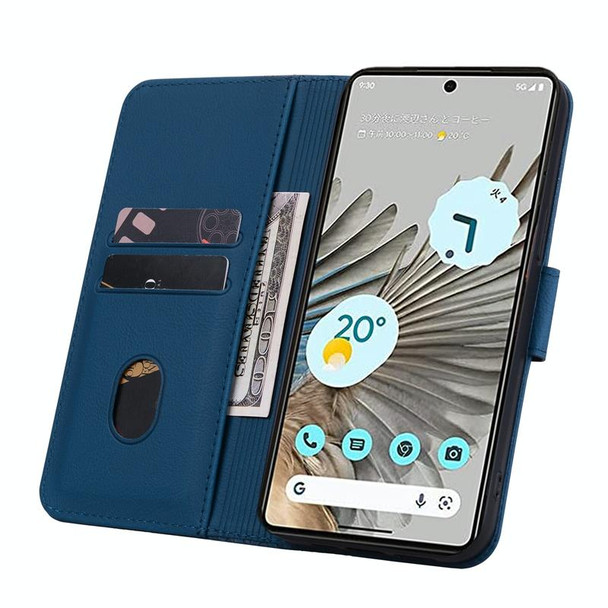 For Google Pixel 7 5G Business Diamond Buckle Leatherette Phone Case with Lanyard(Royal Blue)