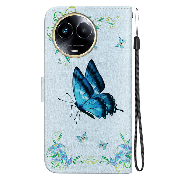 For Realme 11 5G Crystal Texture Colored Drawing Leatherette Phone Case(Blue Pansies)