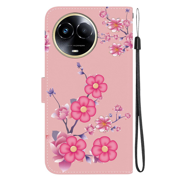 For Realme 11 5G Crystal Texture Colored Drawing Leatherette Phone Case(Cherry Blossoms)