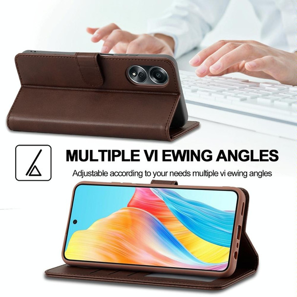 For OPPO A18 4G / A38 4G LC.IMEEKE Calf Texture Horizontal Flip Leatherette Case(Brown)