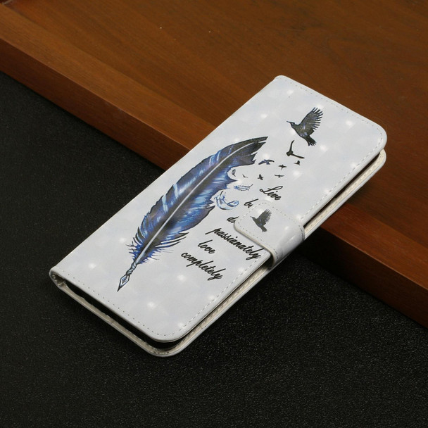 For Samsung Galaxy S21 FE 5G Oil Embossed 3D Drawing Leatherette Phone Case(Blue Feather)