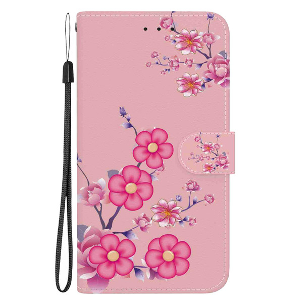 For OPPO A16K Crystal Texture Colored Drawing Leatherette Phone Case(Cherry Blossoms)