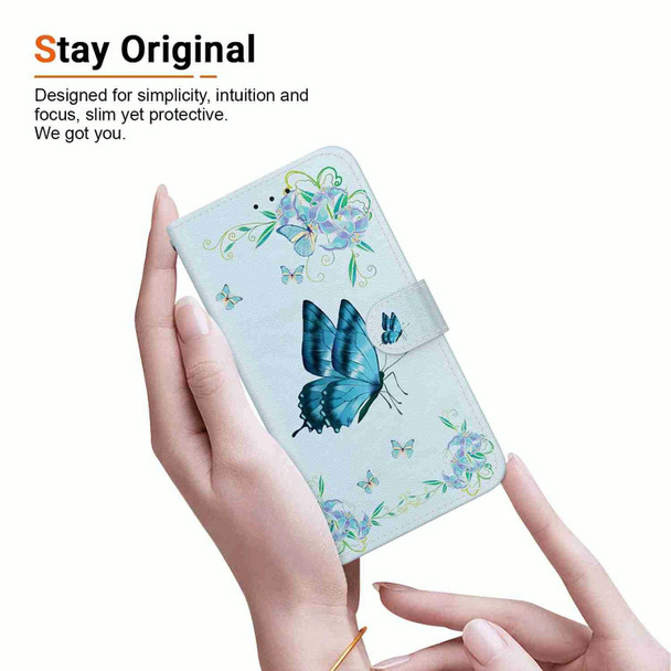 For Realme 10 4G Crystal Texture Colored Drawing Leatherette Phone Case(Blue Pansies)