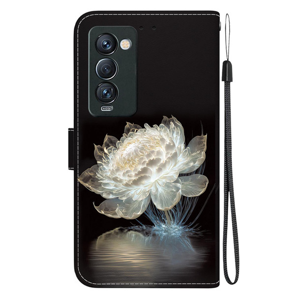 For Tecno Camon 18 Premier Crystal Texture Colored Drawing Leatherette Phone Case(Crystal Peony)
