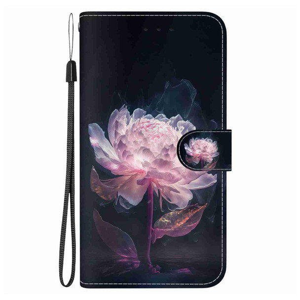 For Tecno Camon 20 Premier 5G Crystal Texture Colored Drawing Leatherette Phone Case(Purple Peony)