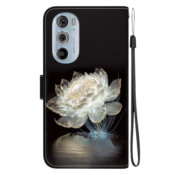 For Motorola Edge+ 2022 Crystal Texture Colored Drawing Leatherette Phone Case(Crystal Peony)